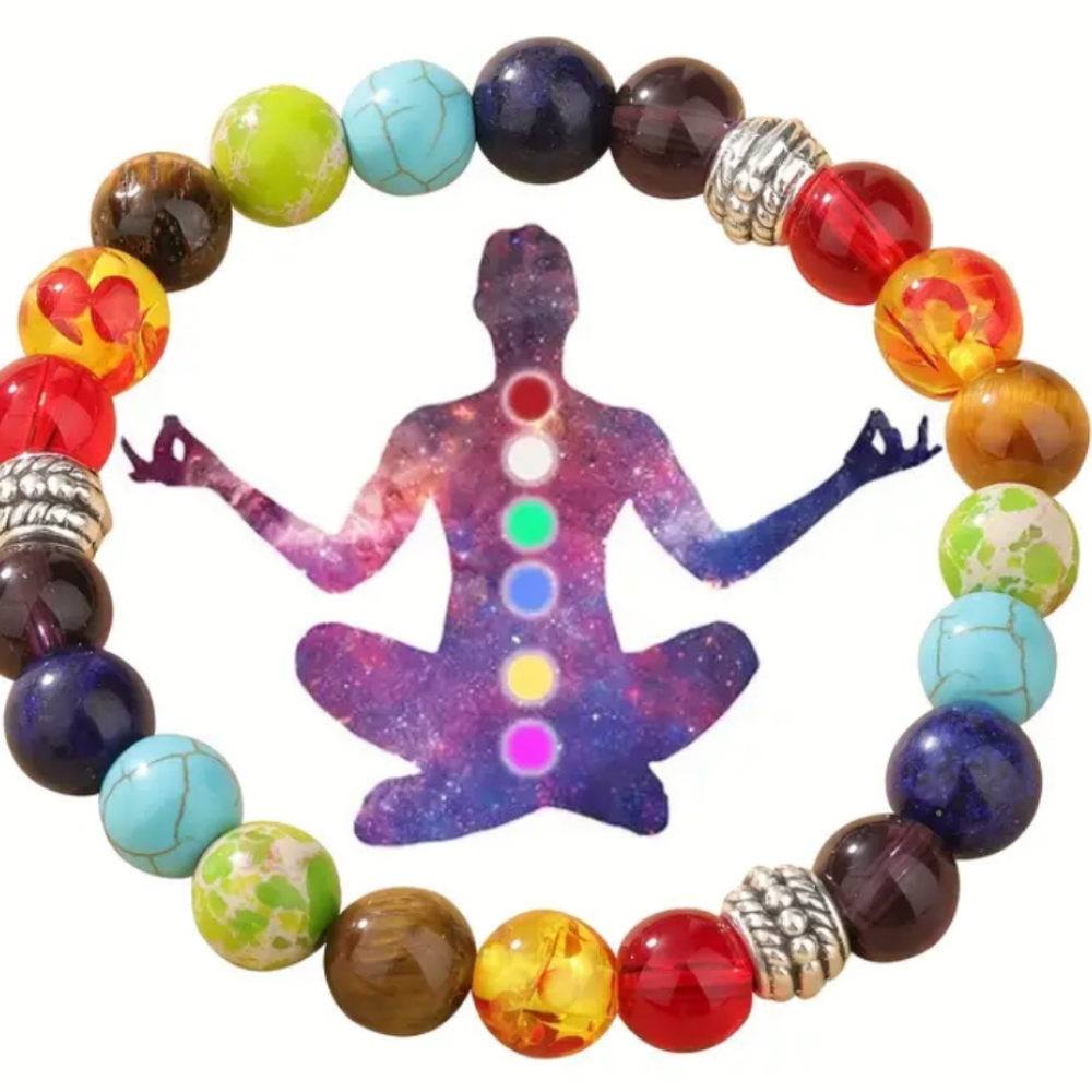 GENUINE GEMSTONES CHAKRA BRACELET FIT 6to9 in WRIST
